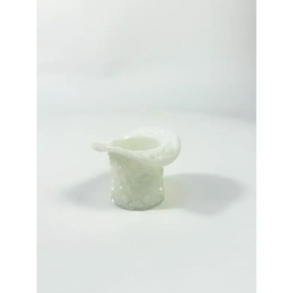 Toothpick Holder Vase Candleholder Fenton Daisy Button Top Hat Opalescent Milk G - Picture 12 of 16